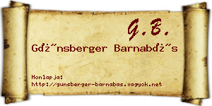 Günsberger Barnabás névjegykártya